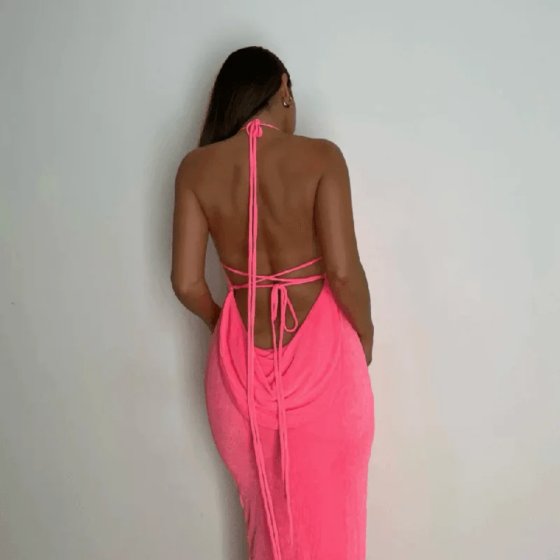 Silvana Draped Back Maxi Dress Elegant Maxi Dress with Drapes