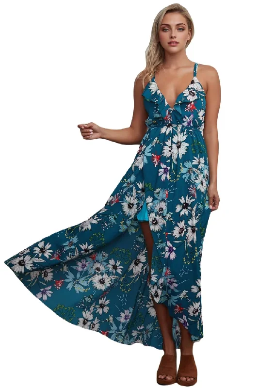 JuliaFashion - 2024Slate Blue Floral Chiffon Spaghetti Straps Maxi Dress Trendy Satin Maxi Dress JuliaFashion - 2024Slate Blue Floral Chiffon Spaghetti Straps Maxi Dress Trendy Satin Maxi Dress
