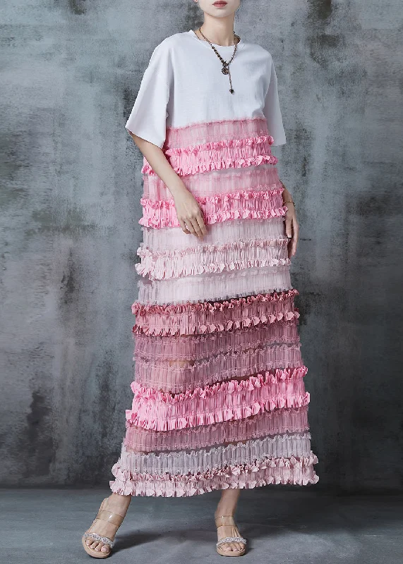White Patchwork Cotton Maxi Dresses Layered Ruffled Summer Comfortable Bohemian Maxi Dress White Patchwork Cotton Maxi Dresses Layered Ruffled Summer Comfortable Bohemian Maxi Dress
