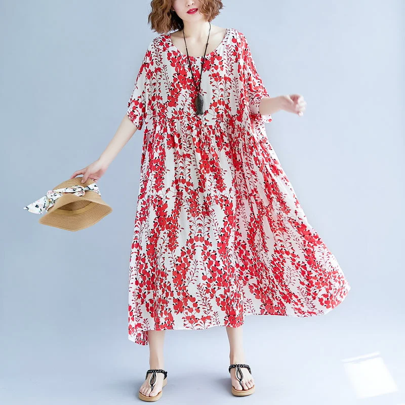 women red linen maxi dress oversize short sleeve print long cotton dresses fine o neck traveling clothing Fashionable Sheer Maxi Dress women red linen maxi dress oversize short sleeve print long cotton dresses fine o neck traveling clothing Fashionable Sheer Maxi Dress