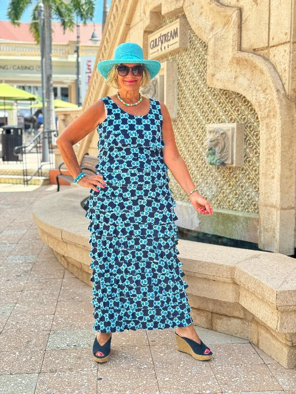 BLUE MEDALLION CHA CHA MAXI DRESS