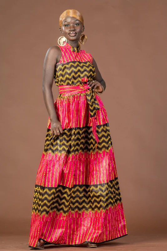 Caroline Ankara Maxi Dress | Yellow and Pink African Print