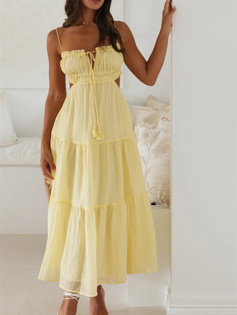 FashionSierra - Women Summer Boho Cutout Tiered Flowy Tie Back Beach Sundress Maxi Dress Trendy A-Line Maxi Dress FashionSierra - Women Summer Boho Cutout Tiered Flowy Tie Back Beach Sundress Maxi Dress Trendy A-Line Maxi Dress