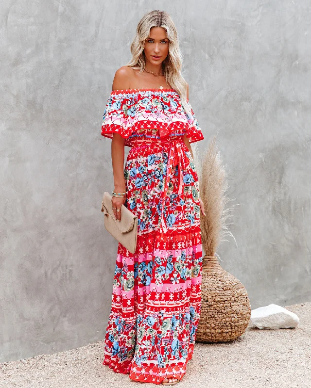 Flora Farms Off The Shoulder Maxi Dress Cozy Wrap Maxi Dress