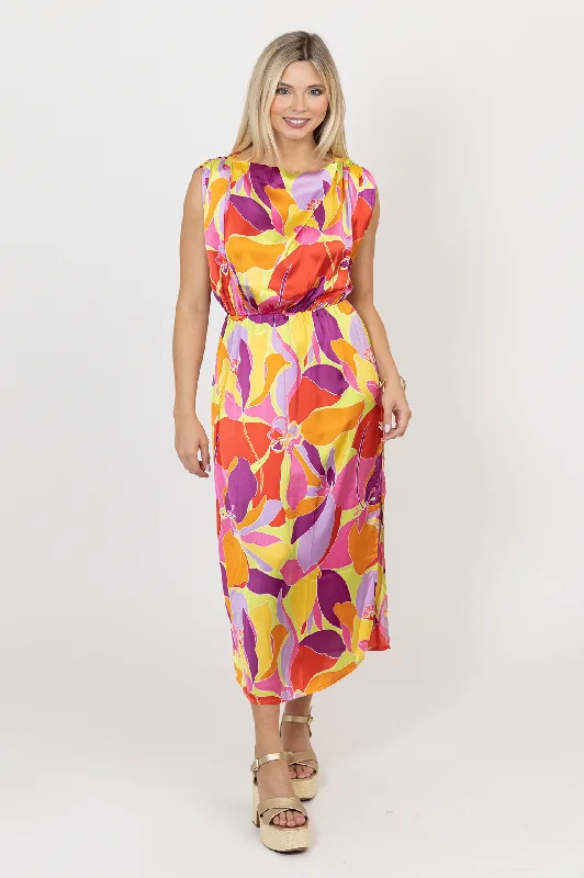 Floral Satin Maxi Dress