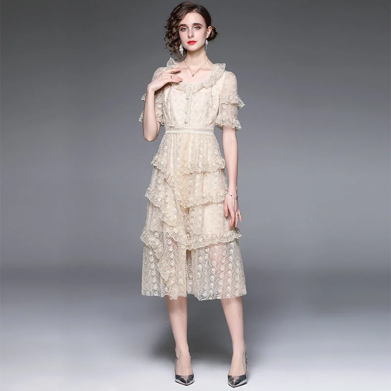 Fontana High Low Ruffle Lace Maxi Dress Cozy Spaghetti Strap Maxi Dress