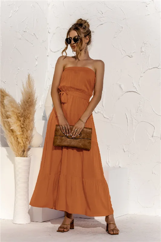 Free Falling Strapless Tiered Maxi Dress - Golden Yellow Stylish Boho Chic Maxi Dress Free Falling Strapless Tiered Maxi Dress - Golden Yellow Stylish Boho Chic Maxi Dress