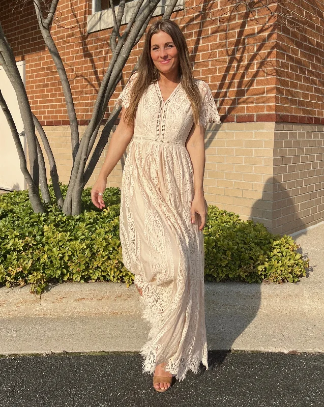 MEROKEETY Floral Lace Bridesmaid Maxi Dress