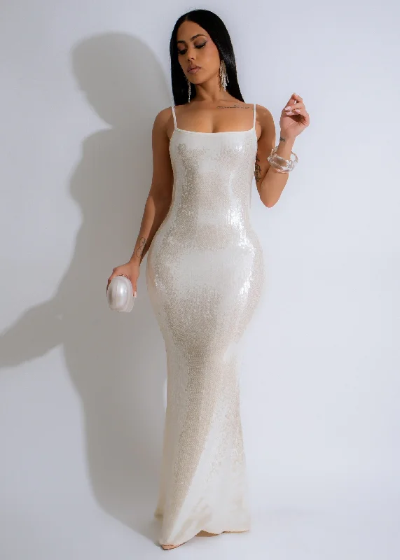 Radiance Slip Sequin Maxi Dress Nude