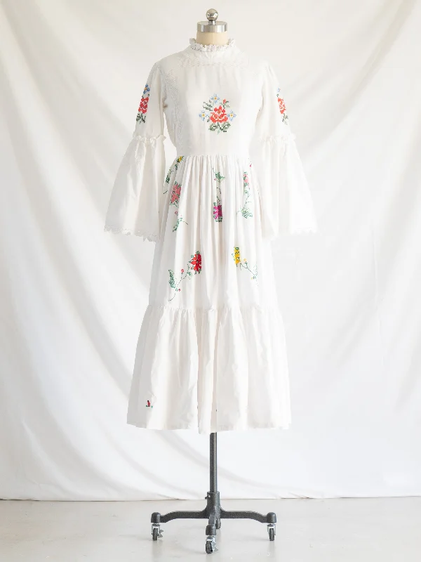 Re-design Upcycled Boho Bliss Embroidered Maxi Dress