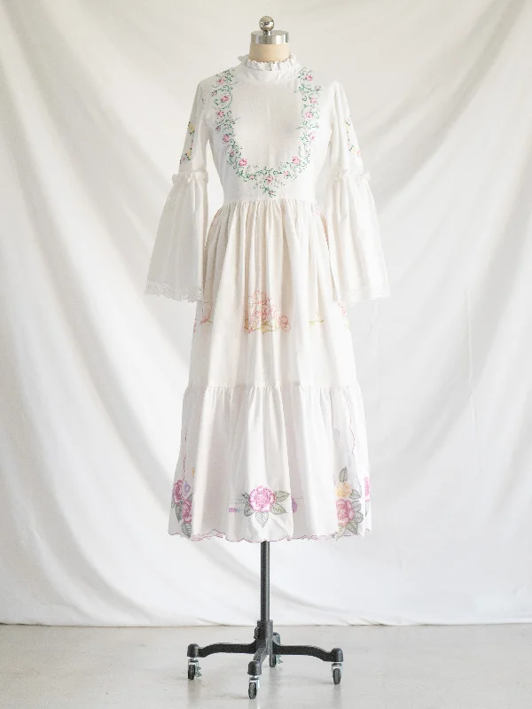 Re-design Upcycled Cross Stitch Garland Maxi Dress