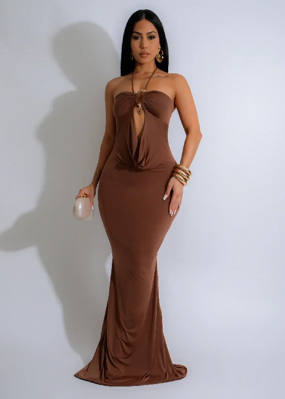 Siren’s Embrace Maxi Dress Brown