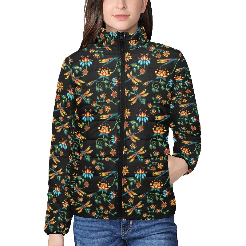 Dragon Lily Noir Women's Stand Collar Padded Jacket Elasticated Jacket Padded Jacket Insulated Jacket Dragon Lily Noir Women's Stand Collar Padded Jacket Elasticated Jacket Padded Jacket Insulated Jacket