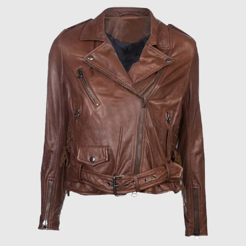 Emma Watson Slim Fit Brown Leather Jacket