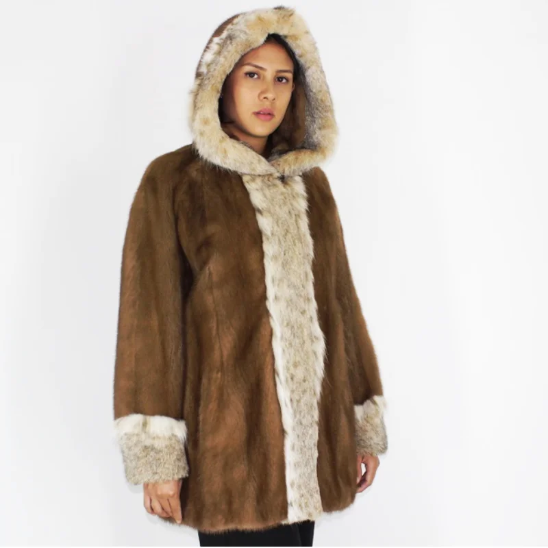 EPSILON Dark pastel mink jacket with lynx trimming Plaid Jacket Tartan Jacket Houndstooth Jacket EPSILON Dark pastel mink jacket with lynx trimming Plaid Jacket Tartan Jacket Houndstooth Jacket