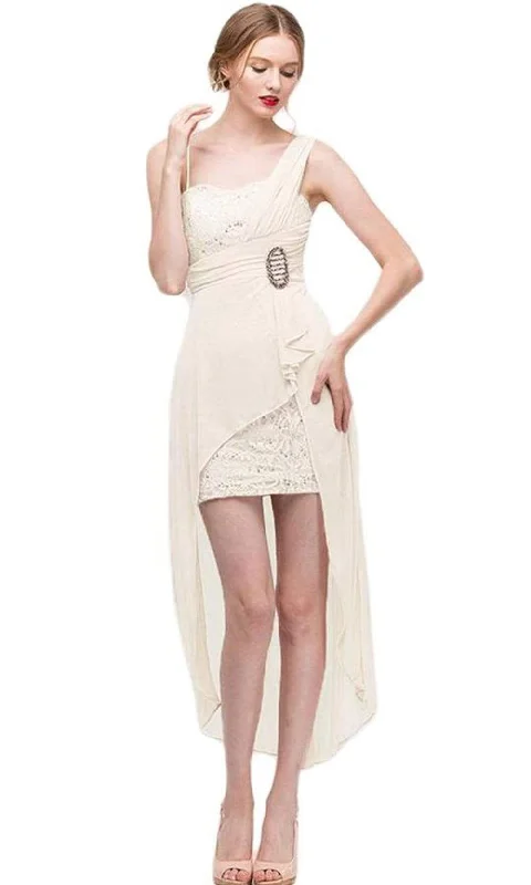 Eureka Fashion - Lace Mini Dress with High Low Chiffon Overskirt 1921 Trendy Denim Mini Dress Eureka Fashion - Lace Mini Dress with High Low Chiffon Overskirt 1921 Trendy Denim Mini Dress