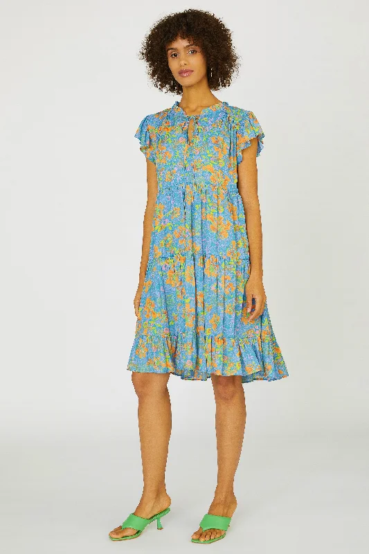 Floral Ruffled Tiered Mini Dress Cozy Jersey Mini Dress