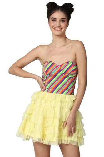 FOREVER 21 women's Polyester Classic Mini Dress (589489_Multi Multicolour Fashionable Party Mini Dress FOREVER 21 women's Polyester Classic Mini Dress (589489_Multi Multicolour Fashionable Party Mini Dress