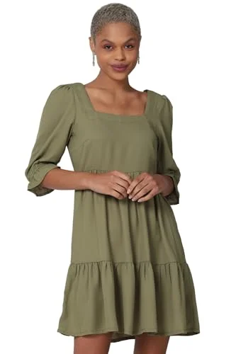 FOREVER 21 women's Polyester Classic Mini Dress (594591_Olive Fashionable Mini Dress with Pockets FOREVER 21 women's Polyester Classic Mini Dress (594591_Olive Fashionable Mini Dress with Pockets
