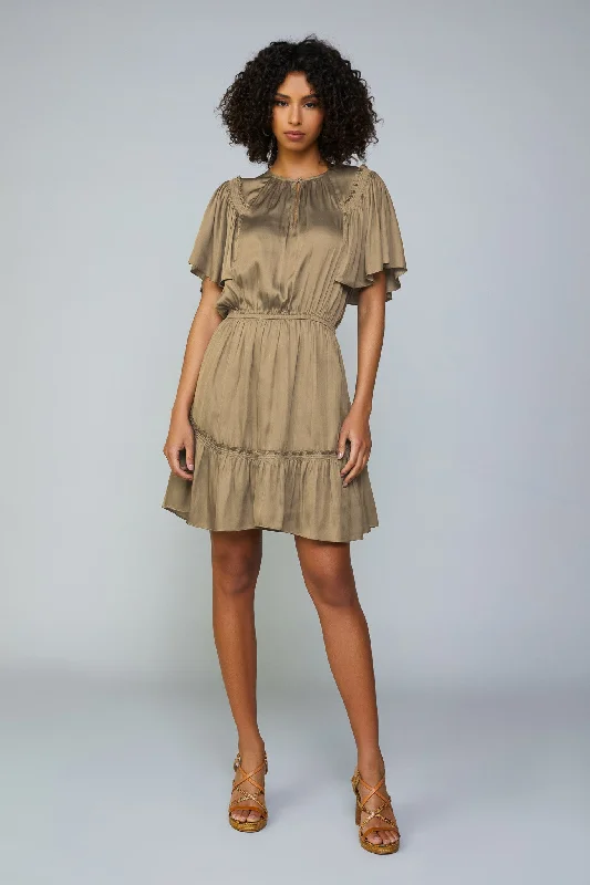 Rear Flutter Sleeve Mini Dress Trendy Camisole Mini Dress