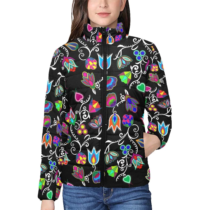 Indigenous Paisley Black Women's Stand Collar Padded Jacket Herringbone Jacket Checkered Jacket Solid Jacket Indigenous Paisley Black Women's Stand Collar Padded Jacket Herringbone Jacket Checkered Jacket Solid Jacket