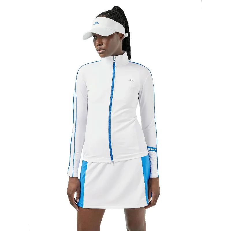 J. Lindeberg Tamara Mid Layer White Womens Golf Jacket Herringbone Jacket Checkered Jacket Solid Jacket J. Lindeberg Tamara Mid Layer White Womens Golf Jacket Herringbone Jacket Checkered Jacket Solid Jacket
