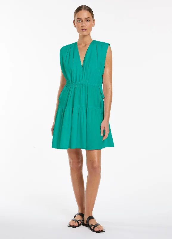 Jetset Tiered Mini Dress - Mineral Trendy Floral Mini Dress