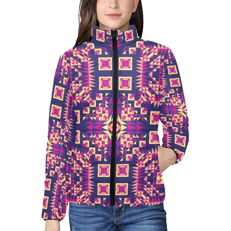 Kaleidoscope Bleu Women's Stand Collar Padded Jacket Toggled Jacket Drawstring Jacket Belted Jacket Kaleidoscope Bleu Women's Stand Collar Padded Jacket Toggled Jacket Drawstring Jacket Belted Jacket