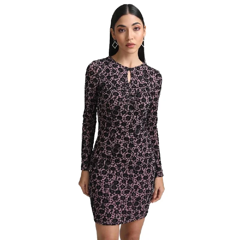 Kazo Abstract Georgette Round Neck Women's Mini Dress (Purple,Medium) Comfortable Zip-Up Mini Dress Kazo Abstract Georgette Round Neck Women's Mini Dress (Purple,Medium) Comfortable Zip-Up Mini Dress