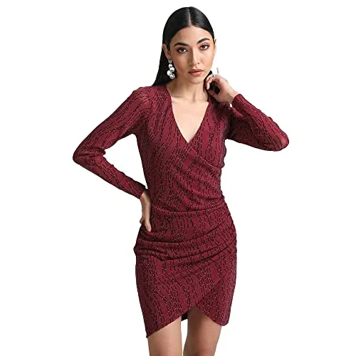 Kazo Abstract Georgette V Neck Women's Mini Dress (Black,Small) Trendy Cut-Out Mini Dress Kazo Abstract Georgette V Neck Women's Mini Dress (Black,Small) Trendy Cut-Out Mini Dress