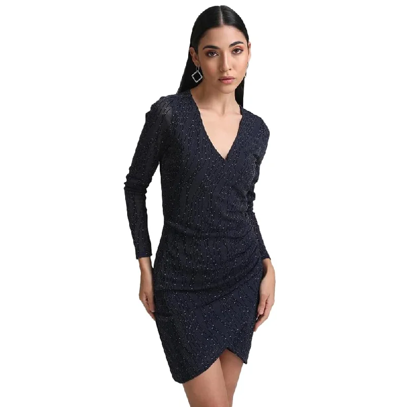 Kazo Abstract Georgette V Neck Women's Mini Dress (Blue,Large) Comfortable Polka Dot Mini Dress Kazo Abstract Georgette V Neck Women's Mini Dress (Blue,Large) Comfortable Polka Dot Mini Dress