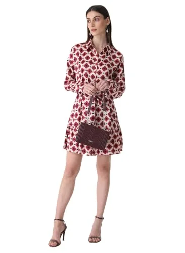Kazo Geometric Collar Neck Satin Women's Mini Dress (Pink,Small) Comfortable One-Shoulder Mini Dress Kazo Geometric Collar Neck Satin Women's Mini Dress (Pink,Small) Comfortable One-Shoulder Mini Dress
