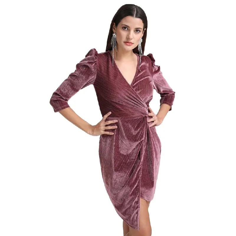 Kazo Solid Polyester Blend V Neck Women's Mini Dress (Purple,Large) Chic Tropical Mini Dress Kazo Solid Polyester Blend V Neck Women's Mini Dress (Purple,Large) Chic Tropical Mini Dress