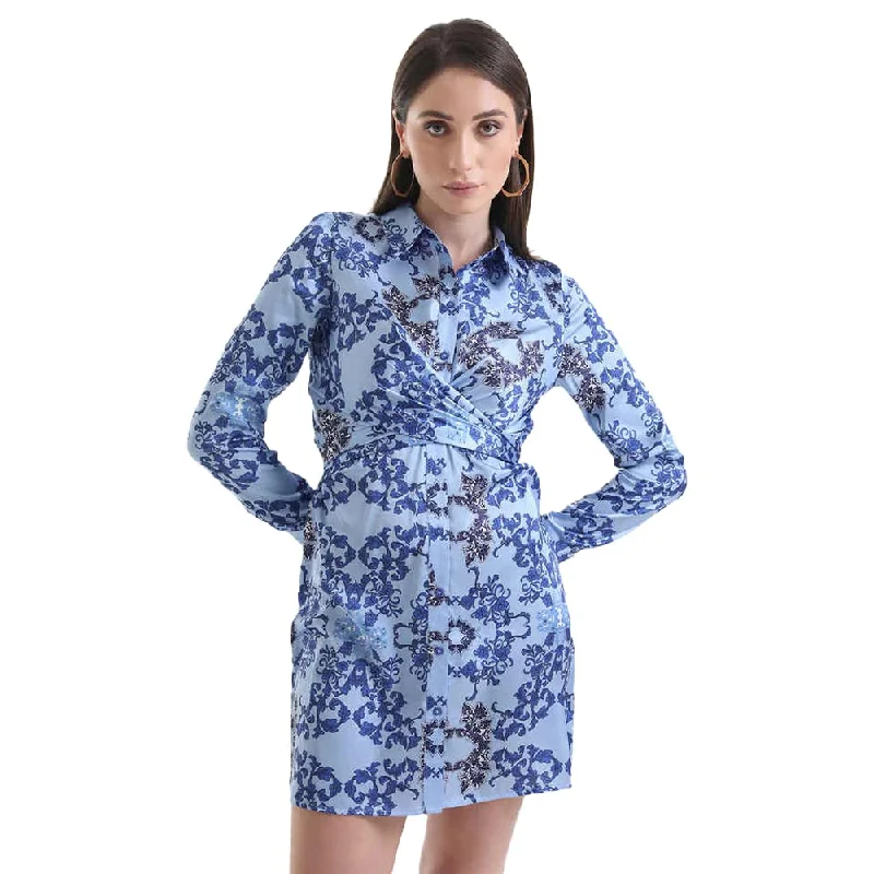 Kazo Solid Satin Collar Neck Womens Mini Dress (Blue Mix Dark, XS) Chic Puff Sleeve Mini Dress Kazo Solid Satin Collar Neck Womens Mini Dress (Blue Mix Dark, XS) Chic Puff Sleeve Mini Dress