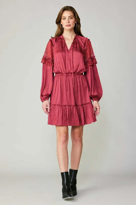 Lace Contrast Mini Dress Trendy Tulle Mini Dress