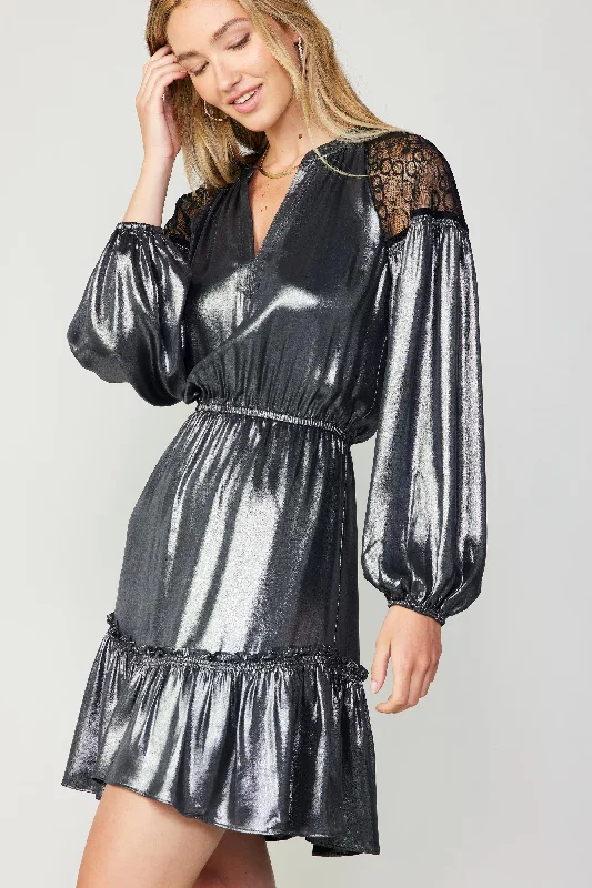 Lustrous Lace Mini Dress Trendy Mini Dress with Belt