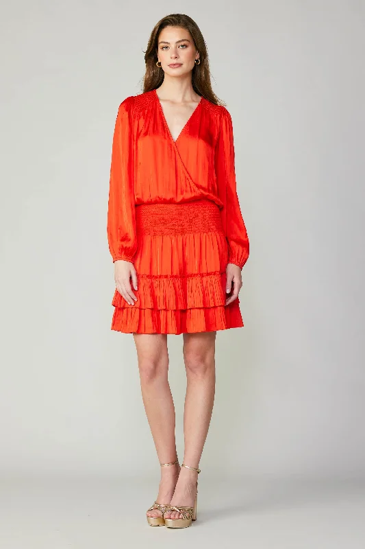 Pleated Surplice Mini Dress Trendy Floral Mini Dress
