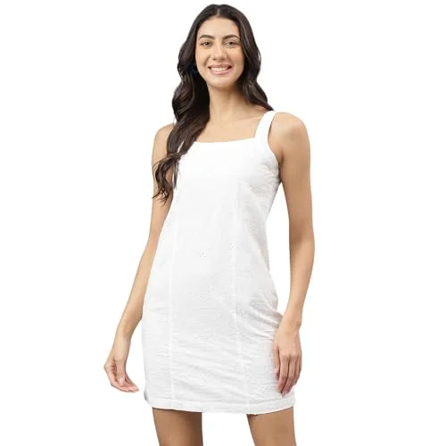 Latin Quarters Women White Square Neck Sleeveless Sheath Mini Dress for Casual_M Classic White Mini Dress Latin Quarters Women White Square Neck Sleeveless Sheath Mini Dress for Casual_M Classic White Mini Dress