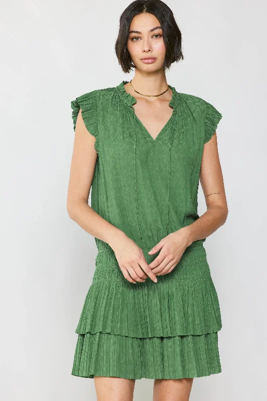 Zoey Jacquard Pleated Mini Dress Trendy Tulle Mini Dress