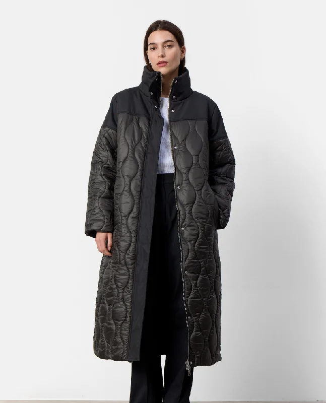 Levete Room Holly Long Black Olive Quilted Jacket