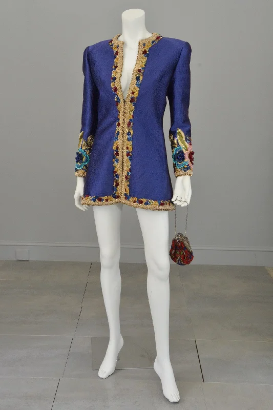 Mary McFadden Couture Embroidered Beaded Evening Coat Jacket