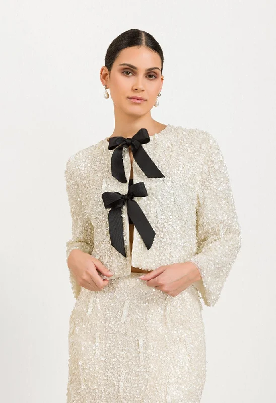 Massima Sequin Jacket Antique White Faux Fur Jacket Real Fur Jacket Shearling Jacket