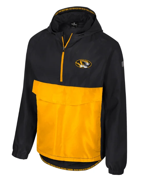 Mizzou Tigers Colosseum 1/2 Zip Anorak Black and Gold Oval Tiger Head Jacket Cotton Fabric Linen Fabric Terry Fabric Mizzou Tigers Colosseum 1/2 Zip Anorak Black and Gold Oval Tiger Head Jacket Cotton Fabric Linen Fabric Terry Fabric