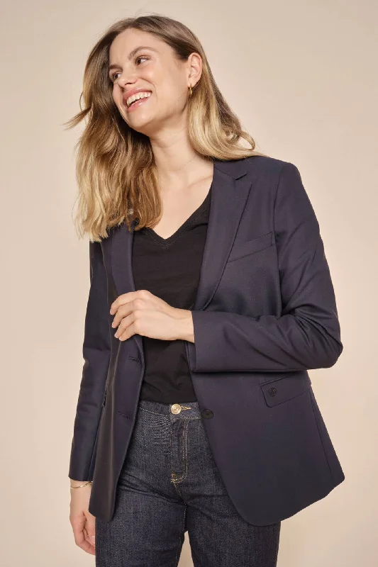 Mos Mosh MMMary Navy Night Blazer Jacket Anorak Shell Jacket Lightweight Jacket