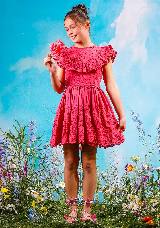 Naomi Embroidered Mini Dress Fashionable Mini Dress with Frills