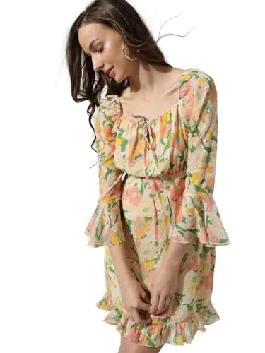 ONLY Women's Polyester A-Line Mini Dress (15339921- Egret Red Trendy Floral Mini Dress ONLY Women's Polyester A-Line Mini Dress (15339921- Egret Red Trendy Floral Mini Dress