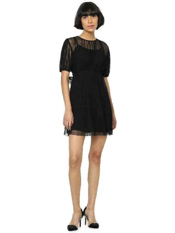 Only Women's Polyester Fit and Flare Mini Dress (15277987- Black_38) Trendy Tulle Mini Dress Only Women's Polyester Fit and Flare Mini Dress (15277987- Black_38) Trendy Tulle Mini Dress
