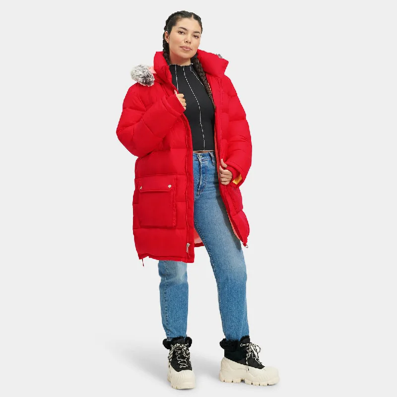 Ozzy Mid-Length Puffer Jacket Notch Collar Peter Pan Collar Cowl Neck