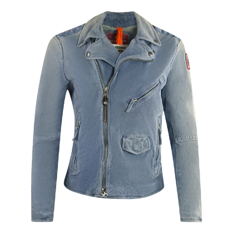 Parajumpers Tack Suede Purple Distressed Leather Jacket Zippered Front Buttoned Front Snap Front Parajumpers Tack Suede Purple Distressed Leather Jacket Zippered Front Buttoned Front Snap Front