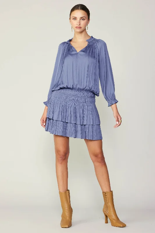 Aurelie Pleated Mini Dress Cozy Jersey Mini Dress